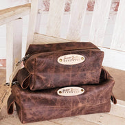Small Vintage Leather Dopp Toiletry Bag