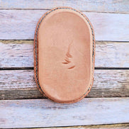 Small Oval Distressed Turquoise & Brown Leather Valet Tray – Handcrafted in Texas
