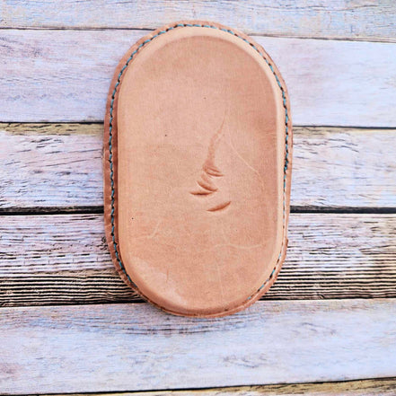 Small Oval Distressed Turquoise & Brown Leather Valet Tray – Handcrafted in Texas