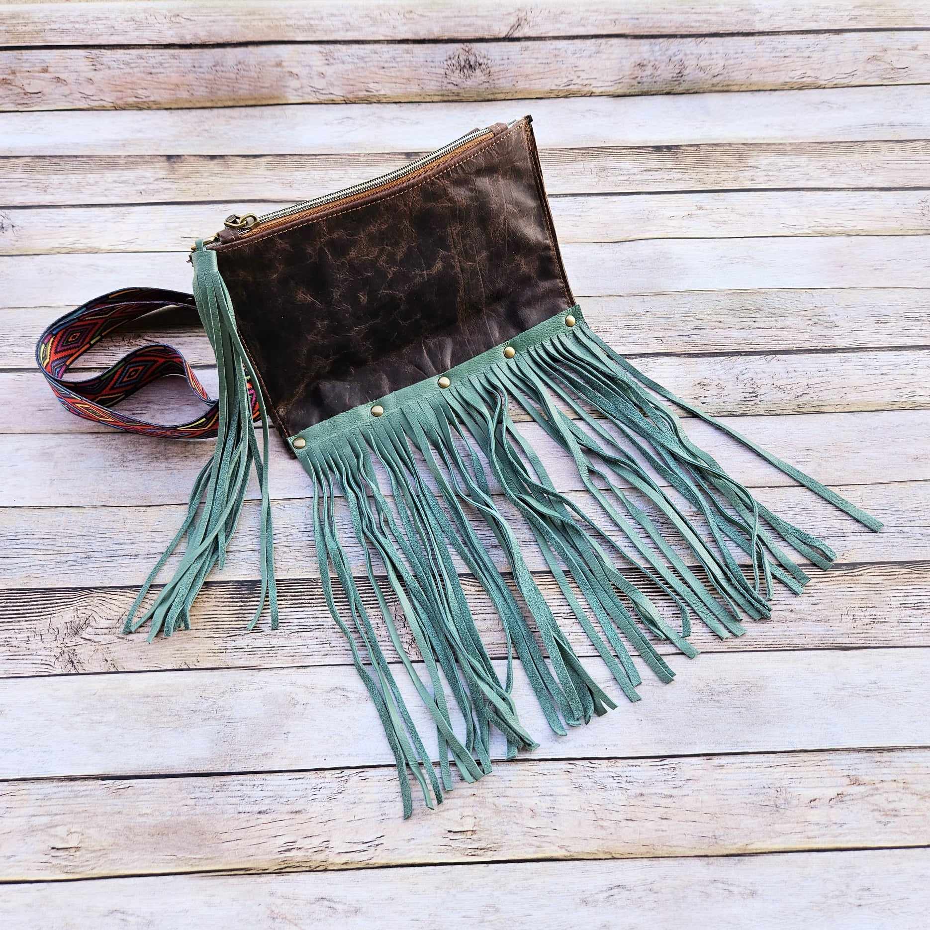 western fringe bag  western bag  turquoise fringe bag  leather purse  leather crossbody bag  crossbody bag