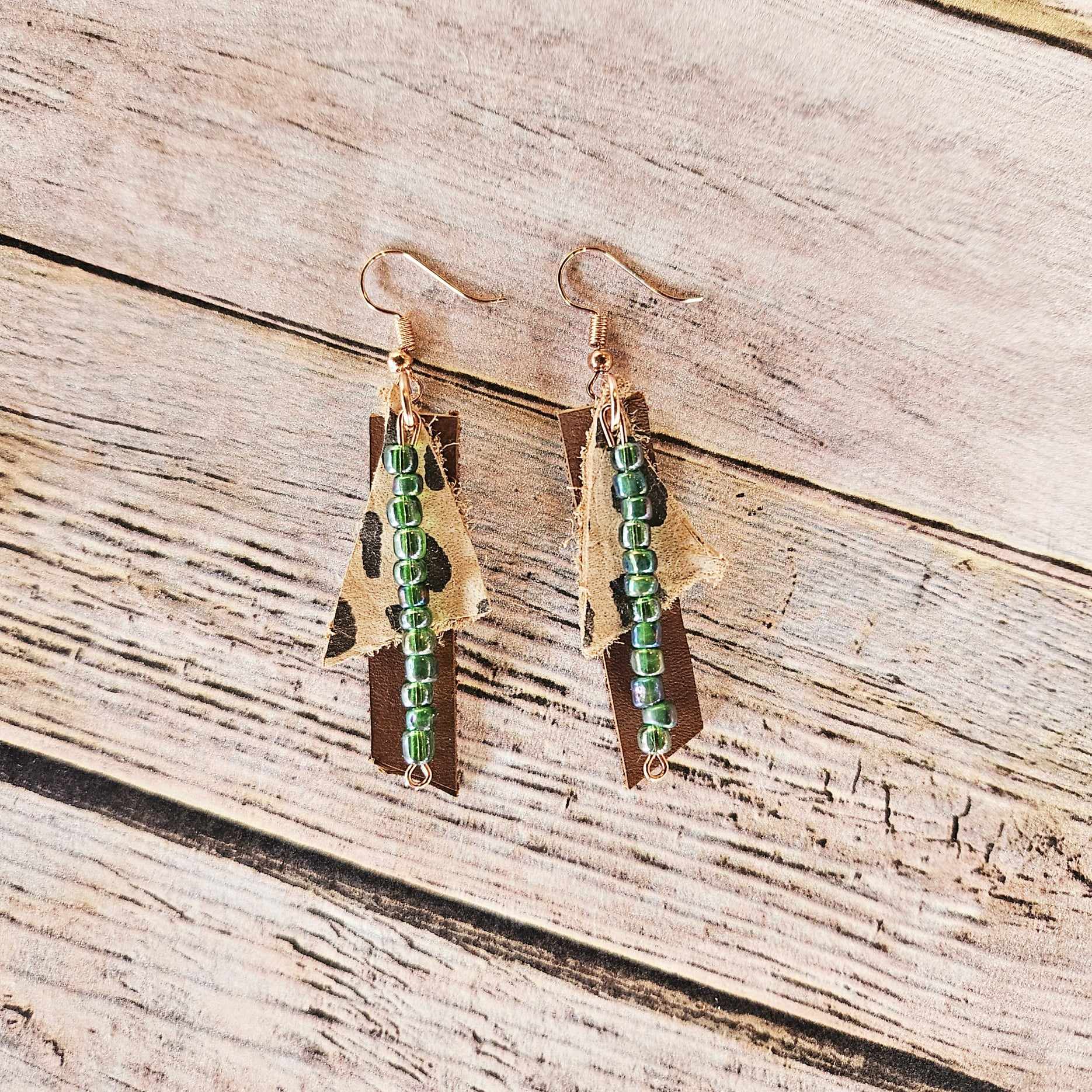 Handmade Leopard Leather Earrings
