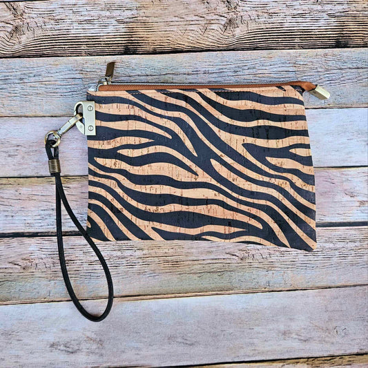 Oleta Belle Zebra Cork Clutch