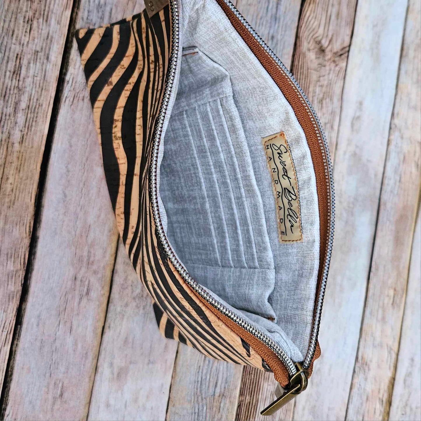 Oleta Belle Zebra Cork Clutch