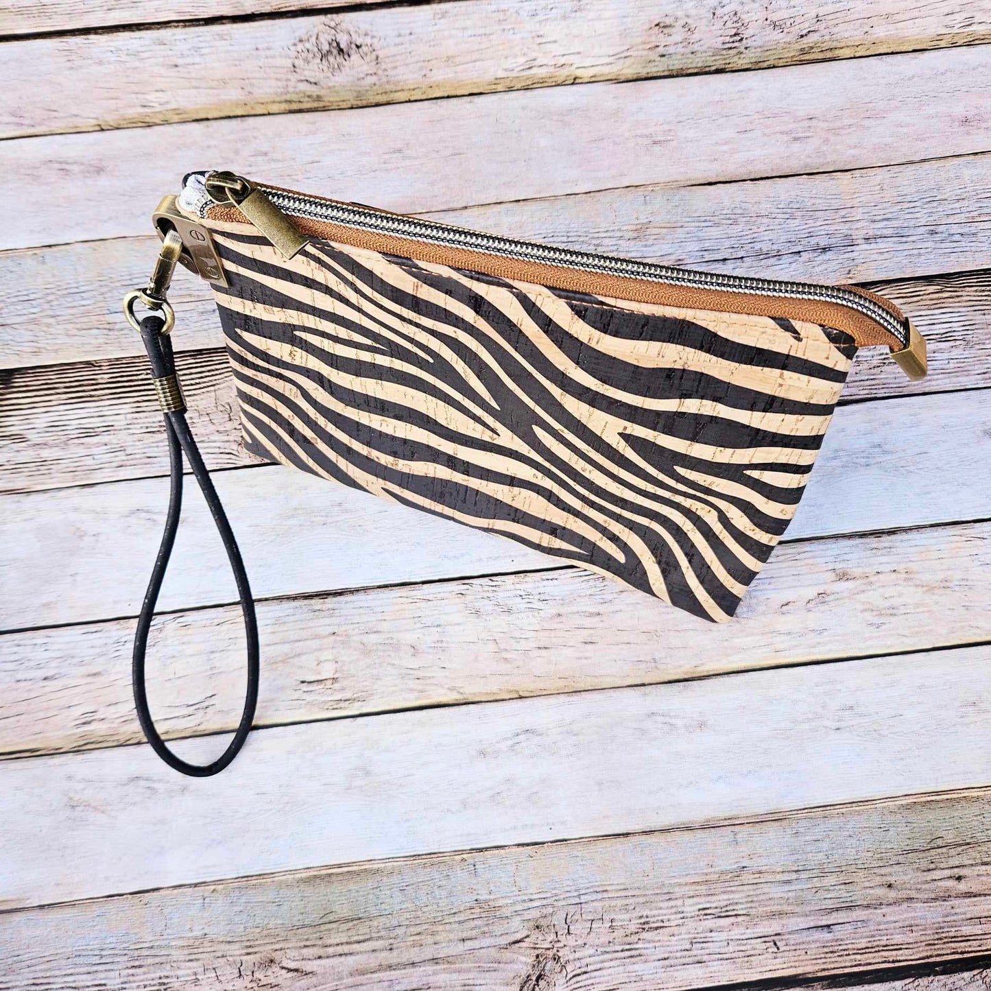 Oleta Belle Zebra Cork Clutch