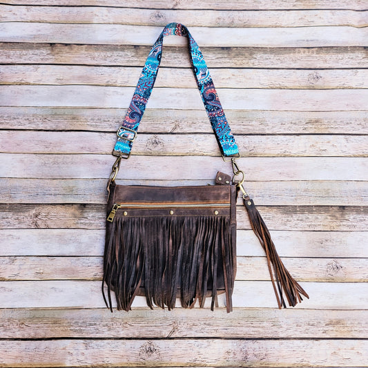 leather purse, leather fringe purse, leather fringe crossbody, leather fringe bag, leather crossbody bag, all leather bag